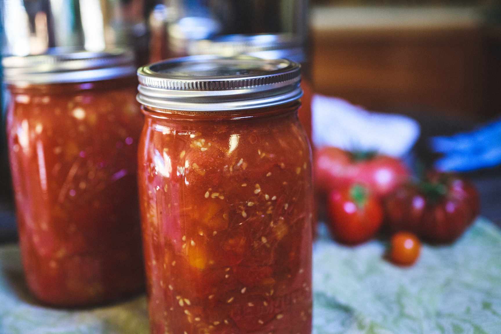 homemade canned tomato sauce ready to eat!