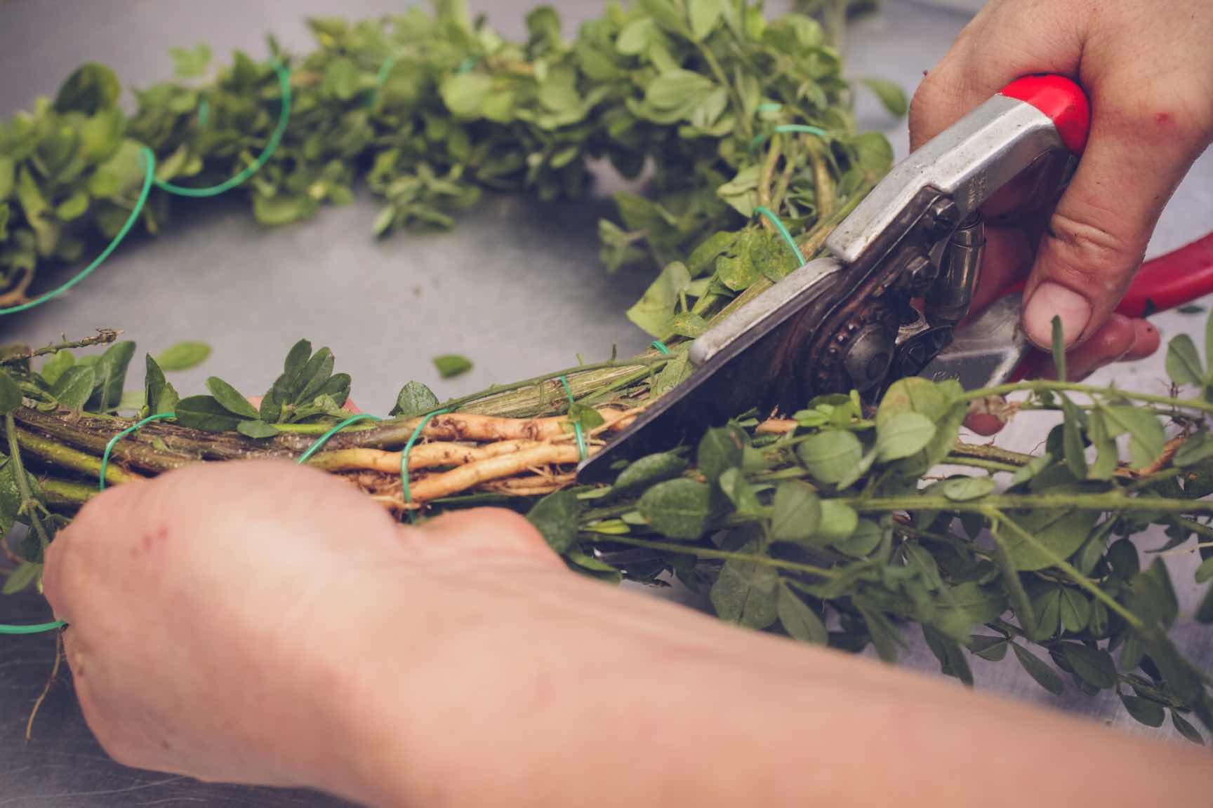 homemade wreath making from found materials