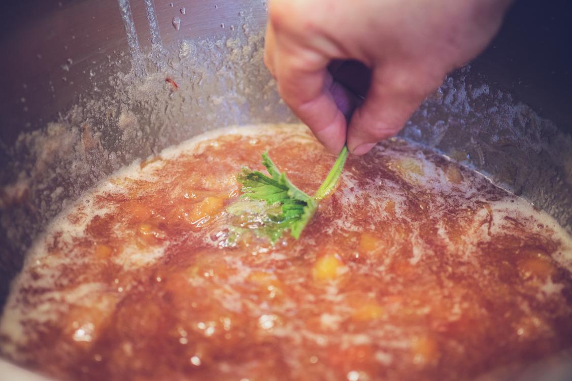 Rhubarb Jam w/ Rose Geranium and Raspberry Vinegar