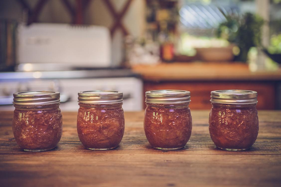 Rhubarb Jam w/ Rose Geranium and Raspberry Vinegar