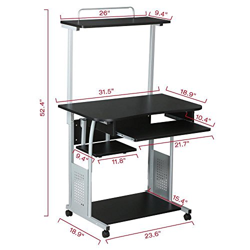 Topeakmart 2 Tier Computer Desk With Printer Shelf Keyboard Tray