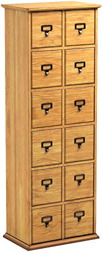 Leslie Dame Solid Oak Library Card File Media Cabinet 12 Drawers