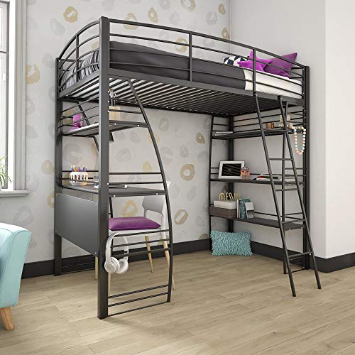 Dhp Studio Loft Bunk Bed Over Desk And Bookcase With Metal Frame