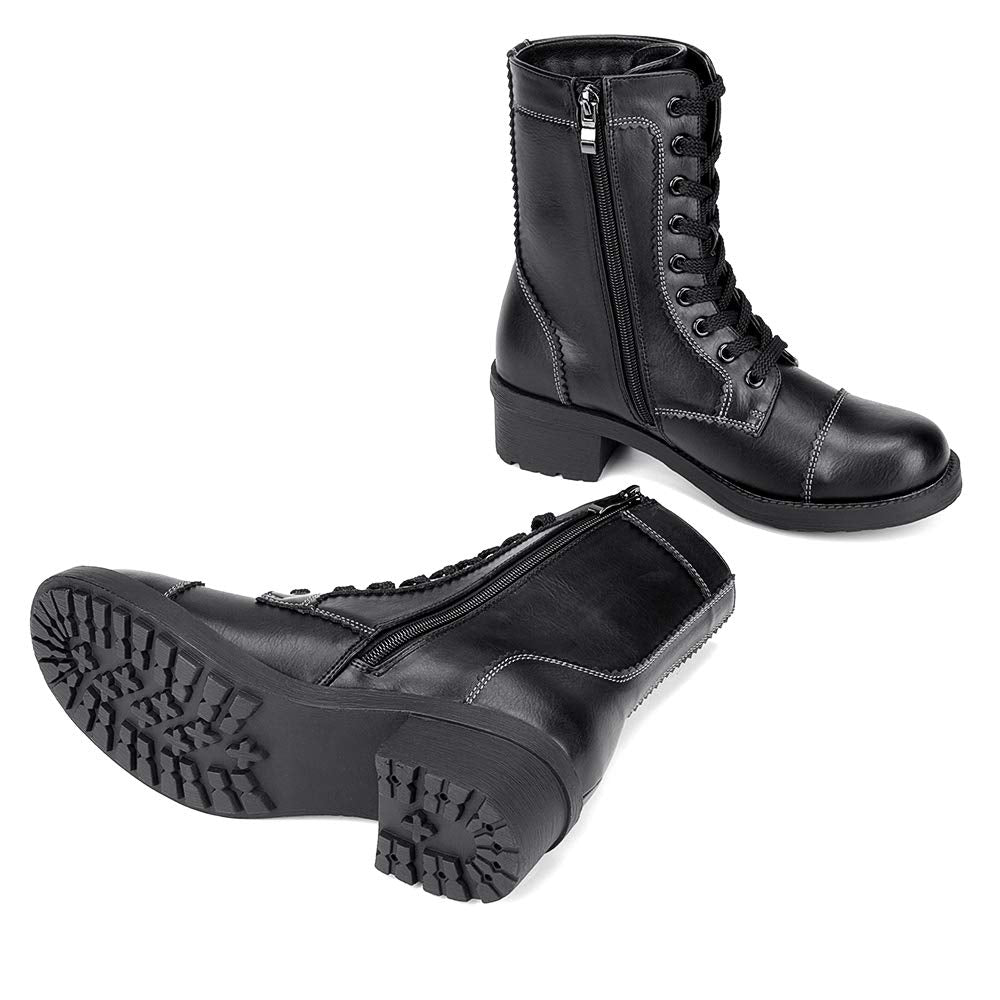 ladies black combat boots