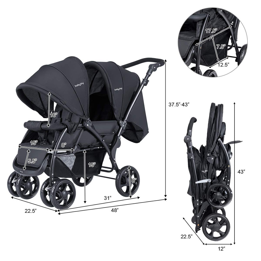 baby joy foldable double stroller