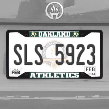 Wholesale-MLB - Oakland Athletics License Plate Frame - Black Oakland Athletics - MLB - Black Metal License Plate Frame SKU: 31315