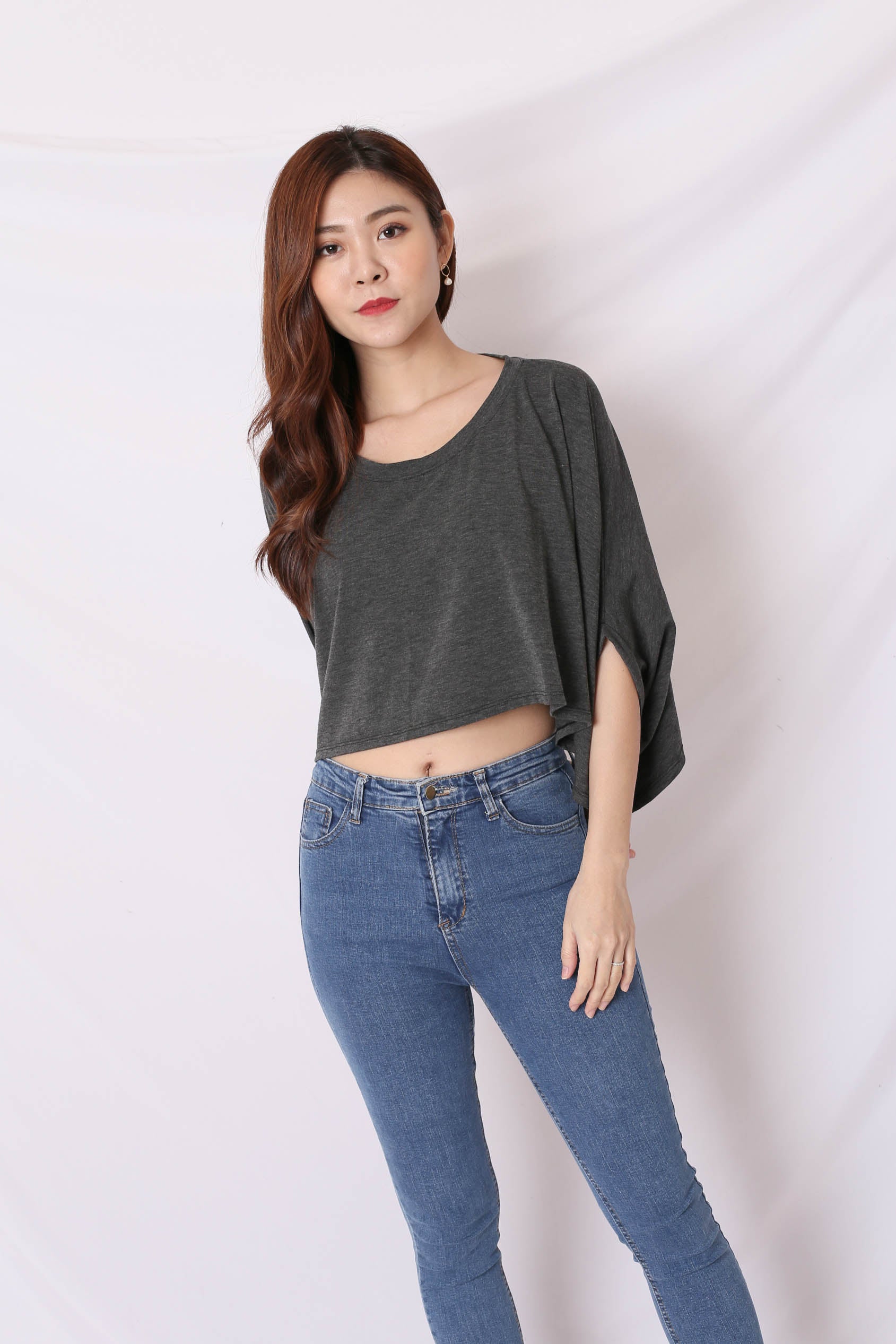 grey batwing top