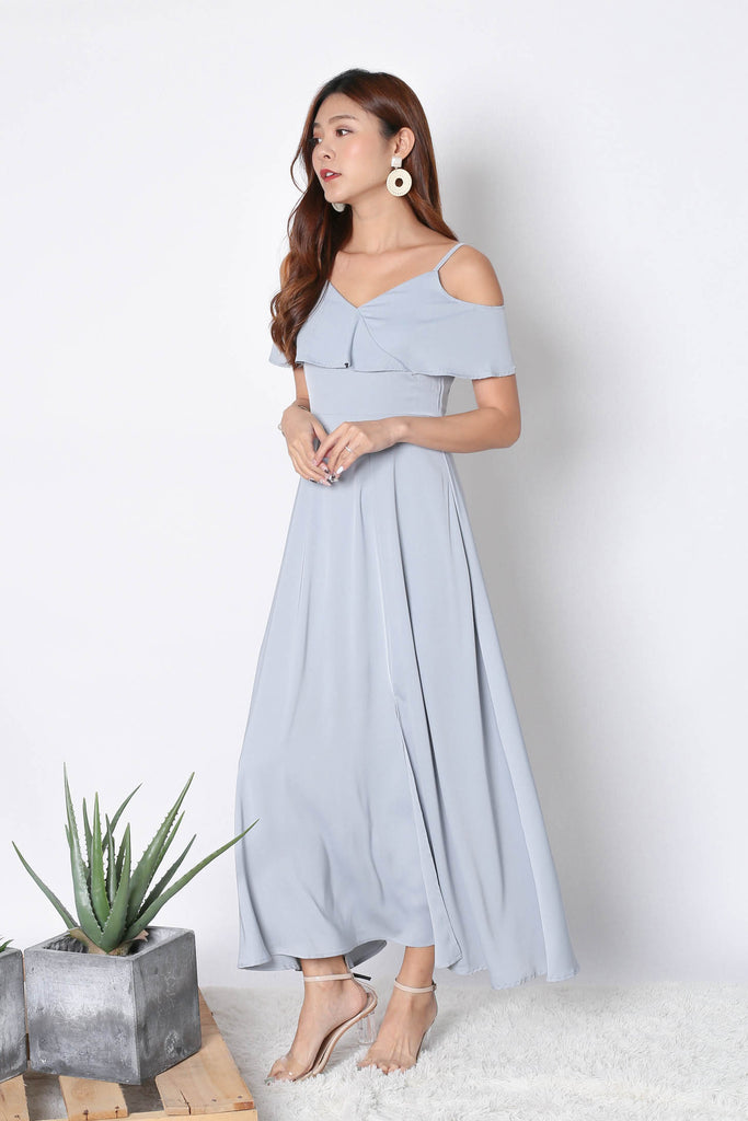 grey blue maxi dress