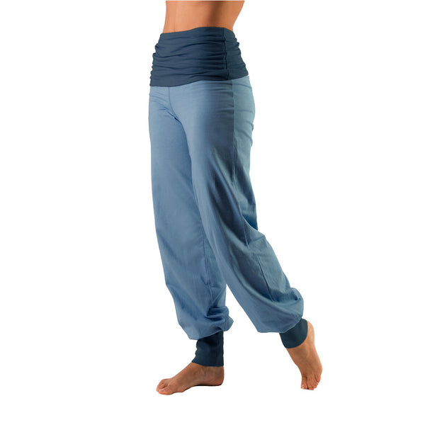 Organic Bi-Colour Fold Over Yoga Capri Pants | Gossypium
