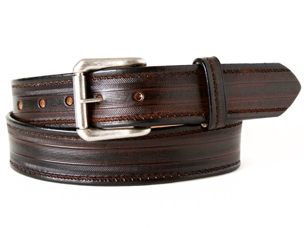 Herringbone Leather Belt | Made in Seattle | Marakesh Leather