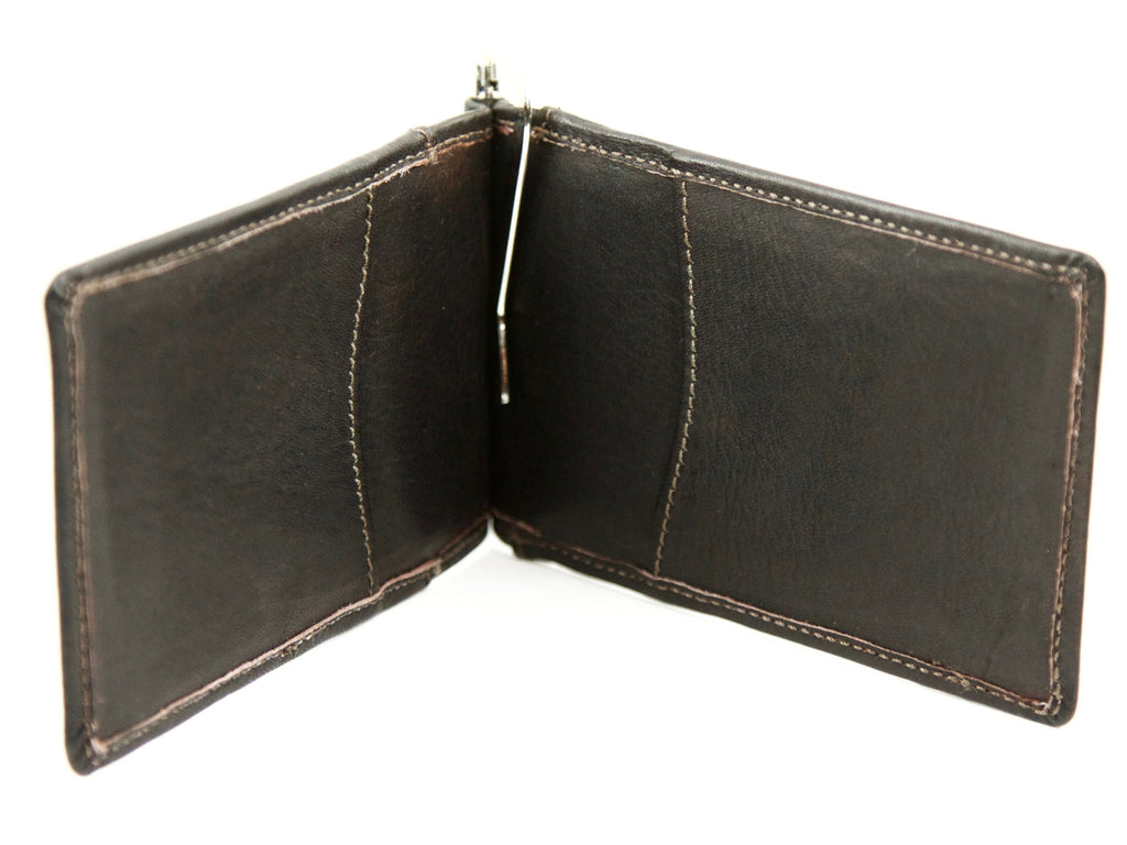 Handmade &quot;Leather Bi-fold Money Clip Wallet with ID Window&quot; – Marakesh Leather
