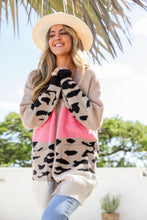 Load image into Gallery viewer, Louise Cardigan - Latte, Pink + Animal Print