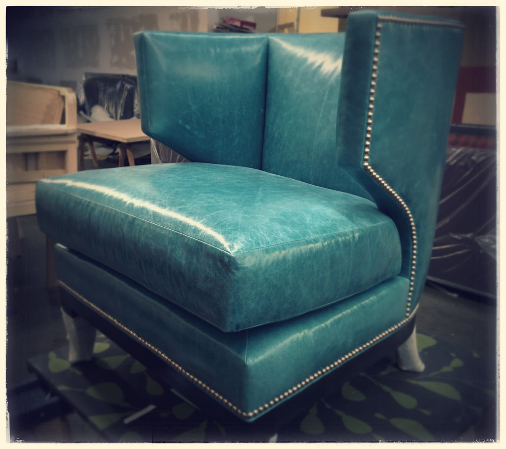 Turquoise Leather Modern Lounge Chair