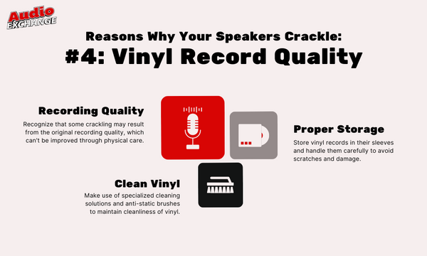 Infographic outlines how vinyl issues can lead to speaker crackling.