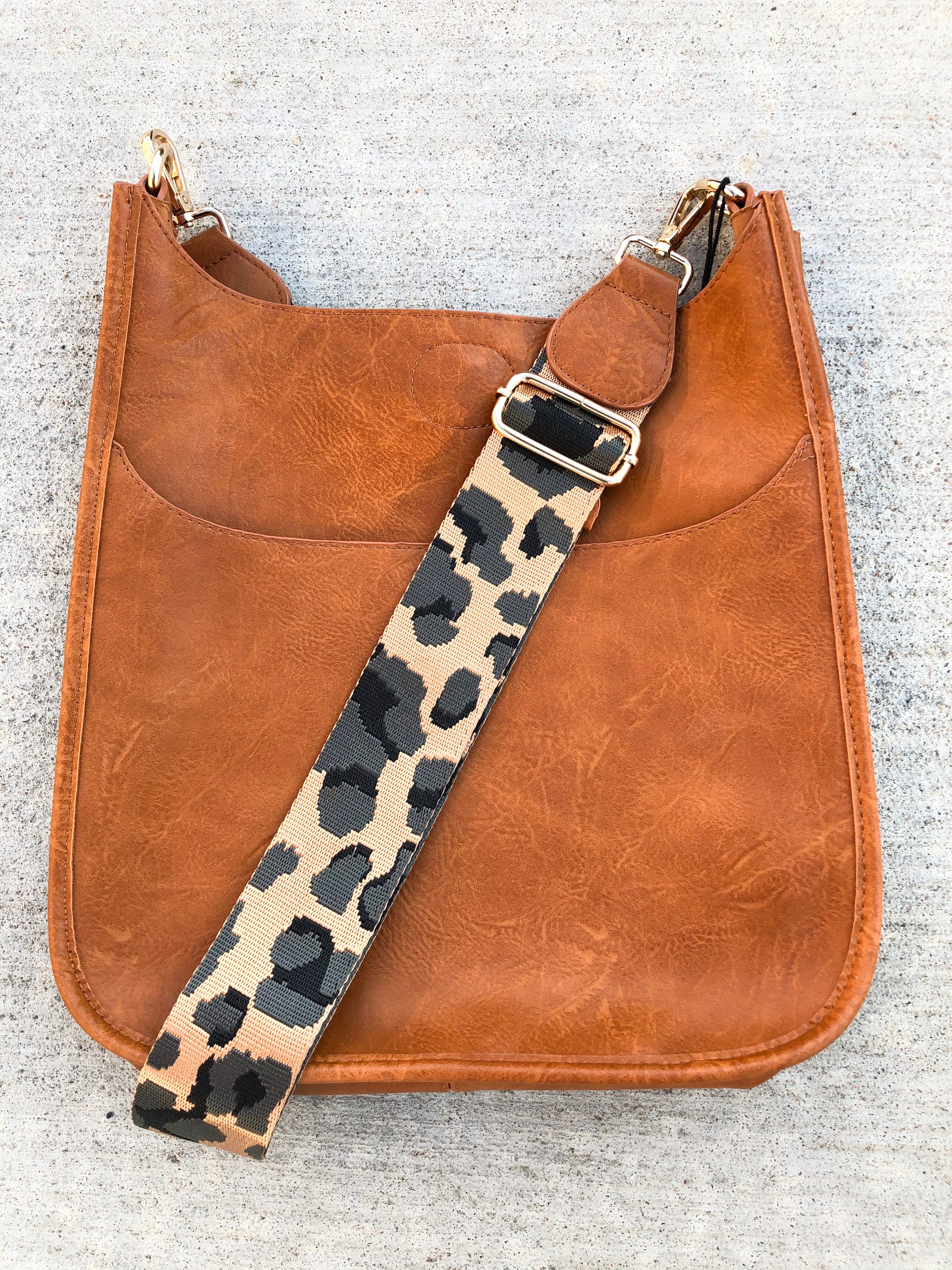 Camel Vegan Crossbody Camel-Ground Leopard Strap