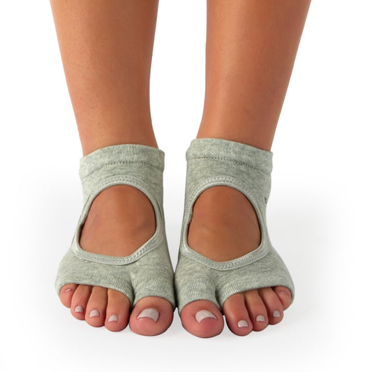 Grey Toeless Yoga Socks with Grip – Prickly pear me