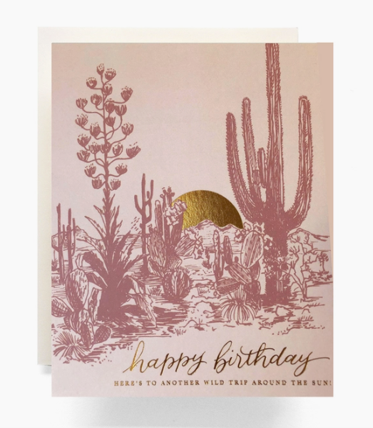 Cactus Sunset Birthday   Note Card   Antiquaria