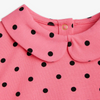 Polka Dot Collar T-Shirt Pink