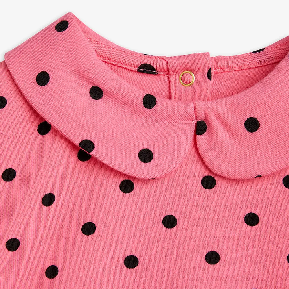 Polka Dot Collar T-Shirt Pink