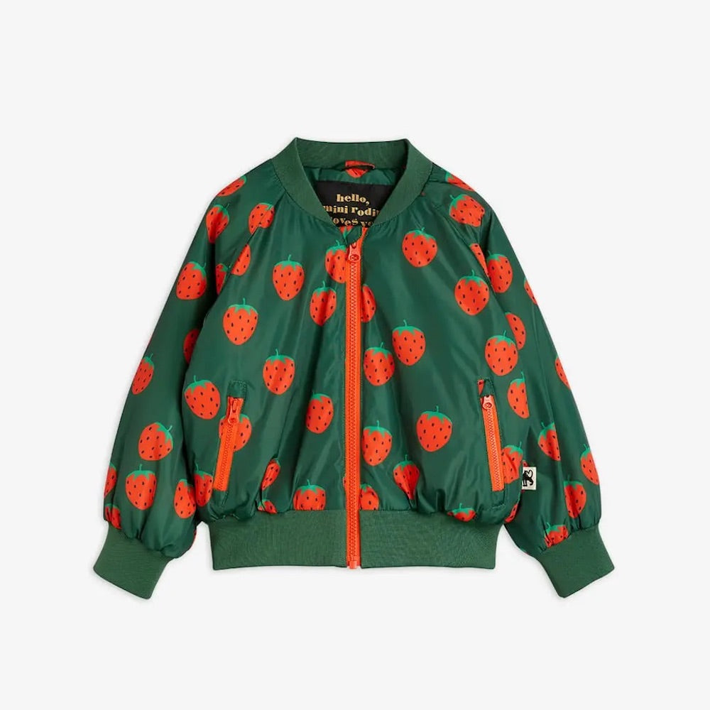 Strawberries Baseball Jacket Green