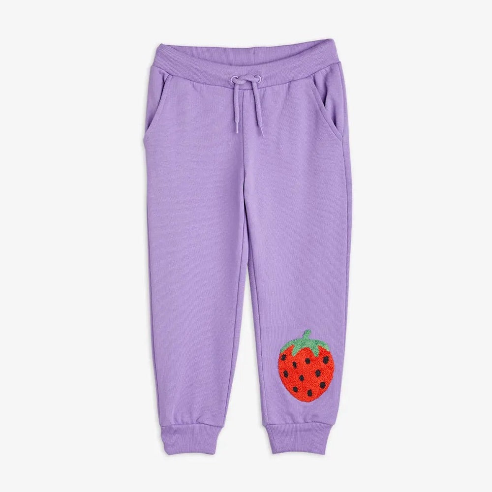 Strawberry Embroidered Sweatpants Purple