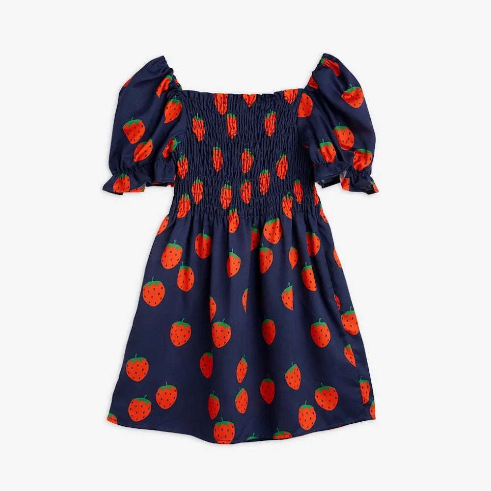 Strawberries Woven Puff Sleeve Dress