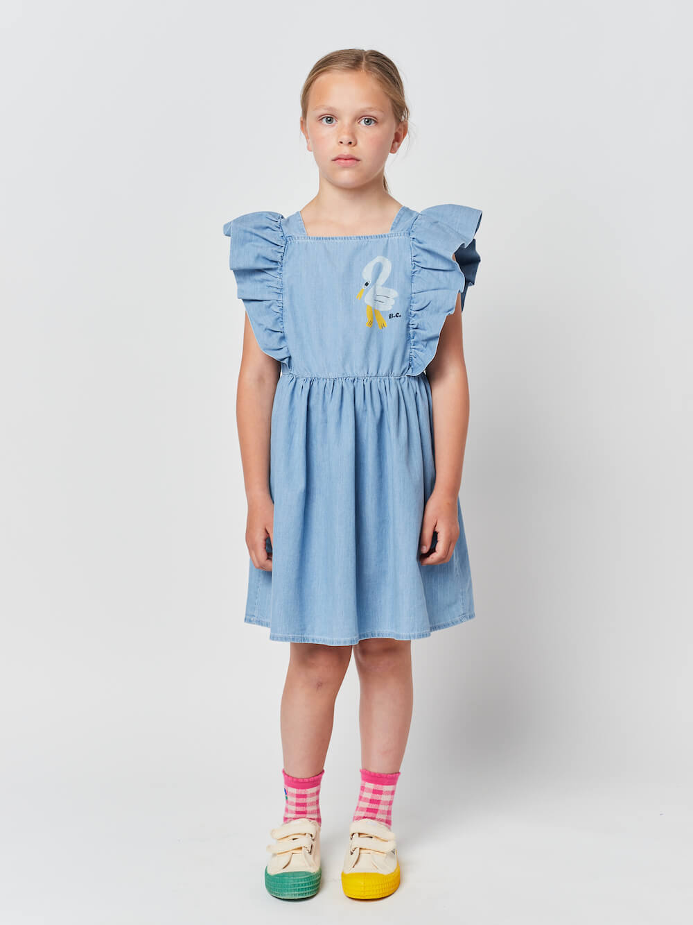 Pelican Denim Ruffle Dress