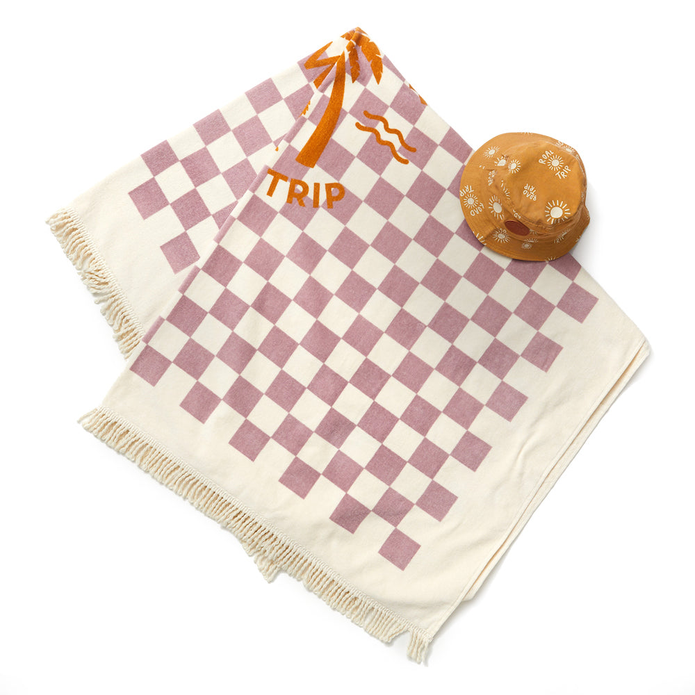 Crywolf Supersized Square Towel Lilac Checkered | suiteyosemite