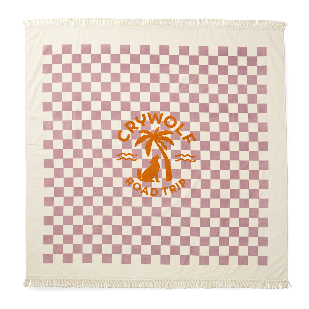 Crywolf Supersized Square Towel Lilac Checkered | rundreisetipps