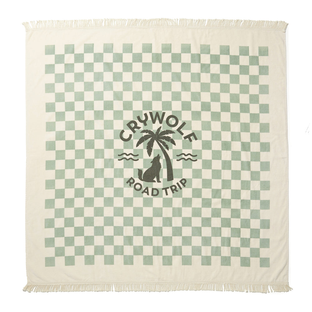 Crywolf Supersized Square Towel Seagrass Checkered | rundreisetipps