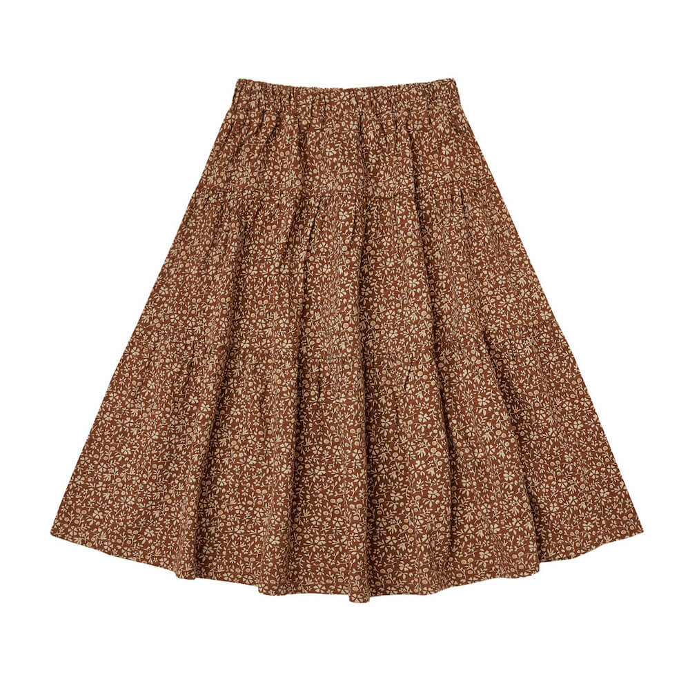 Rylee and Cru Tiered Midi Skirt Chocolate Floral | rundreisetipps