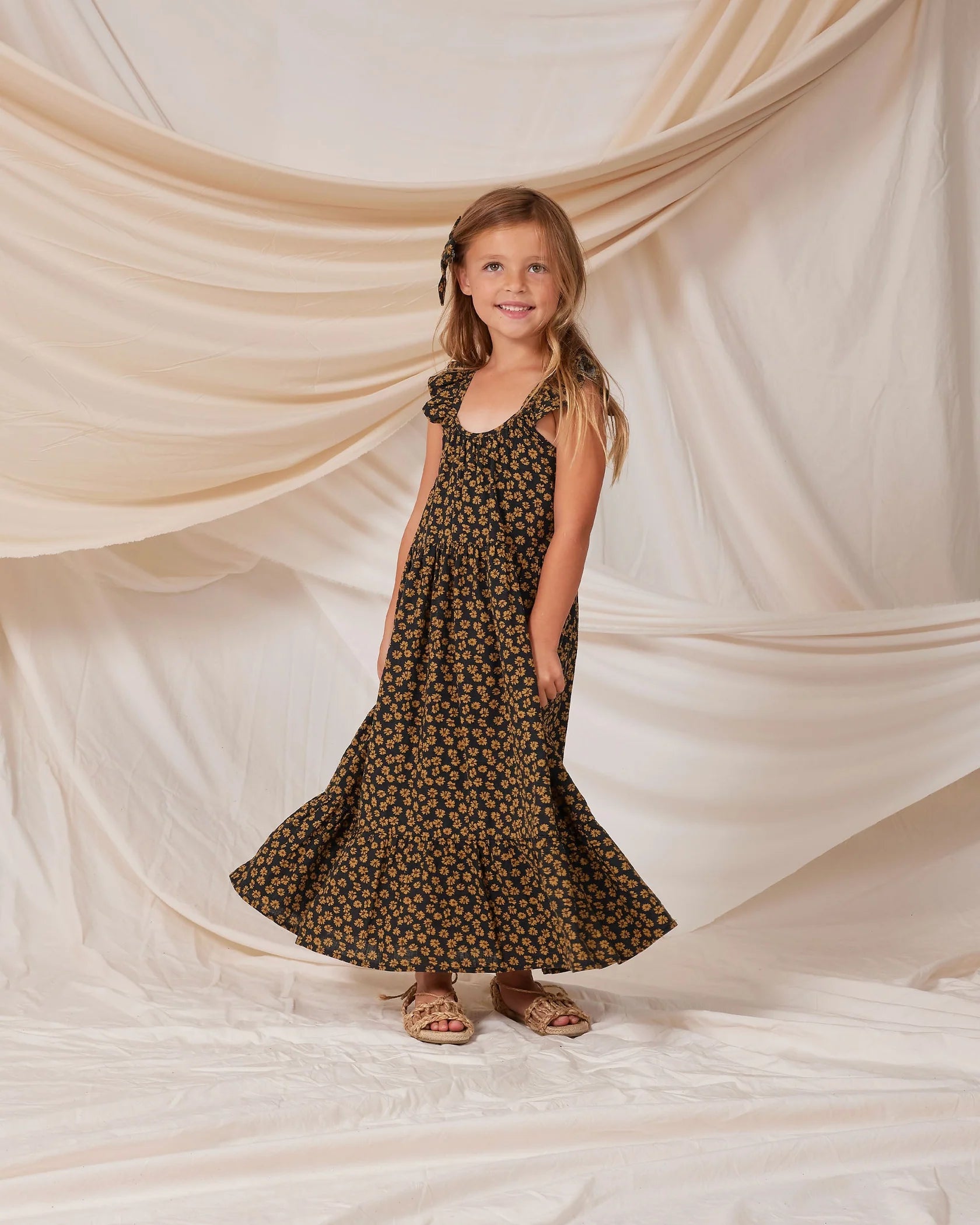 Rylee and Cru Abbie Tiered Maxi Dress Black Floral | lincolnstreetwatsonville