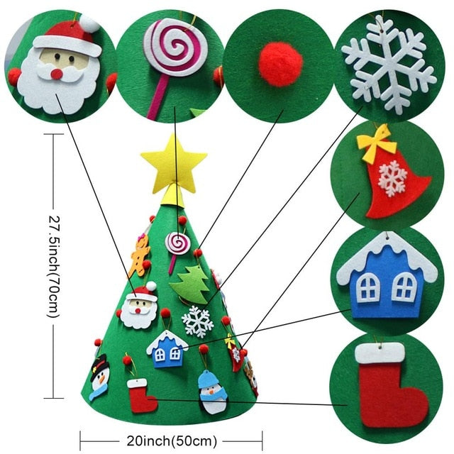 Kids DIY Felt Christmas Tree Artificial Xmas Tree Wall Hanging Ornaments  Decoration – HeyHouseCart