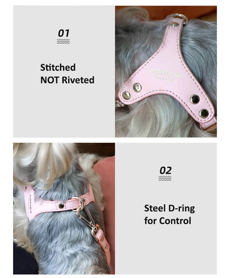 Arkika_Rhinestone_dog_harness_pink_diamond_Dog_Harness_bling_leather_dog_harness_for_small_dog_and_cat