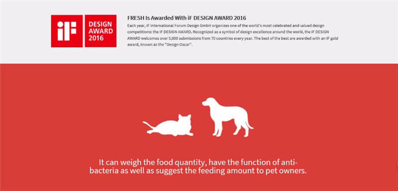 Petkit smart pet food bowl IF design award