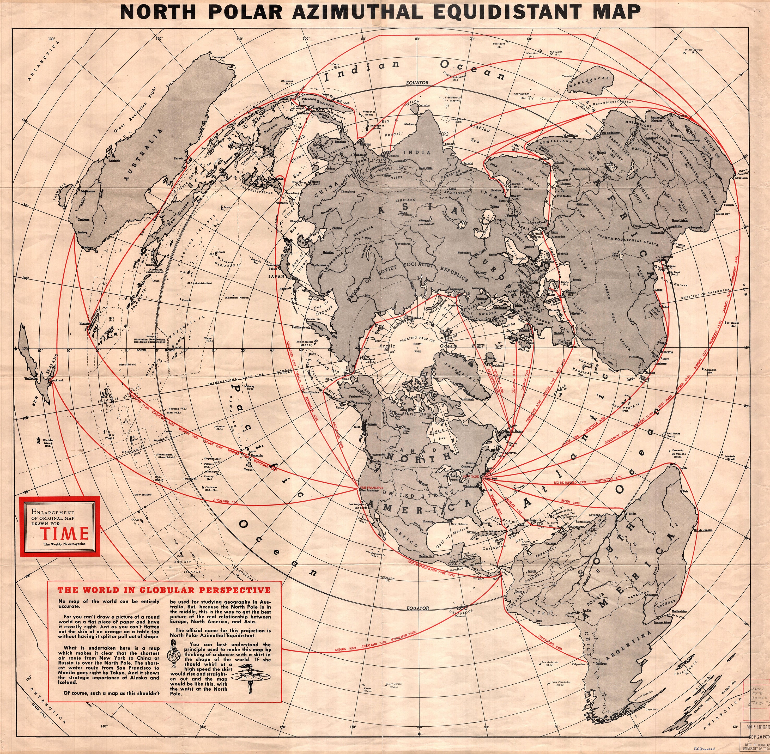 Polar Azimuthal Equidistant Projection 1950 North Polar Azimuthal Equidistant Map - Size - 100Cm X 100Cm | I Love  Maps