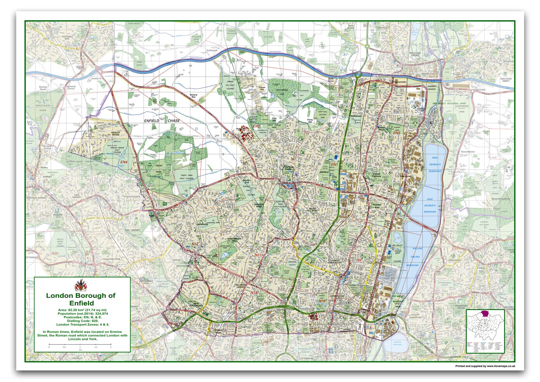 Street Map Of Enfield Enfield London Borough Map | I Love Maps