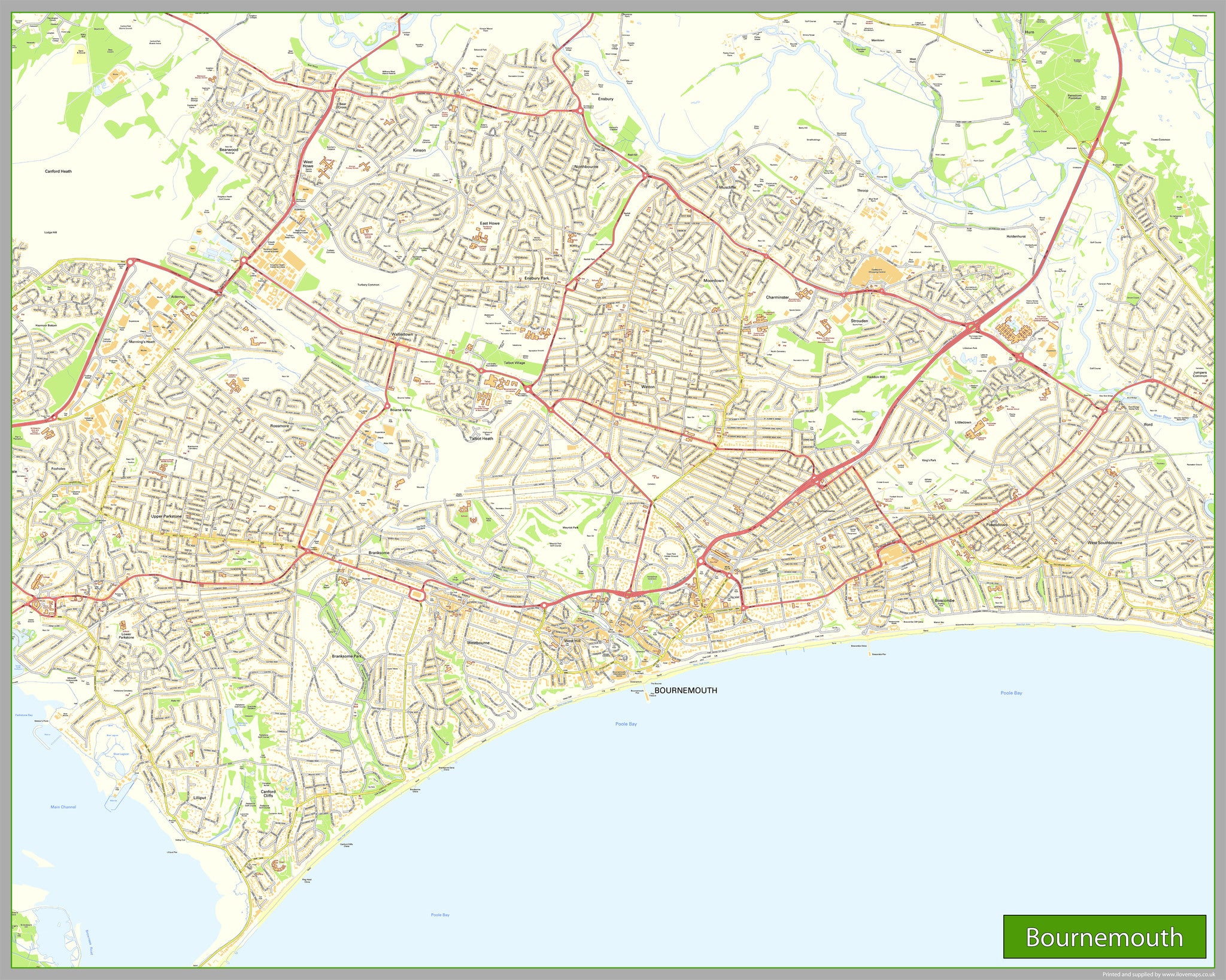 Street Map Of Bournemouth Bournemouth Street Map | I Love Maps