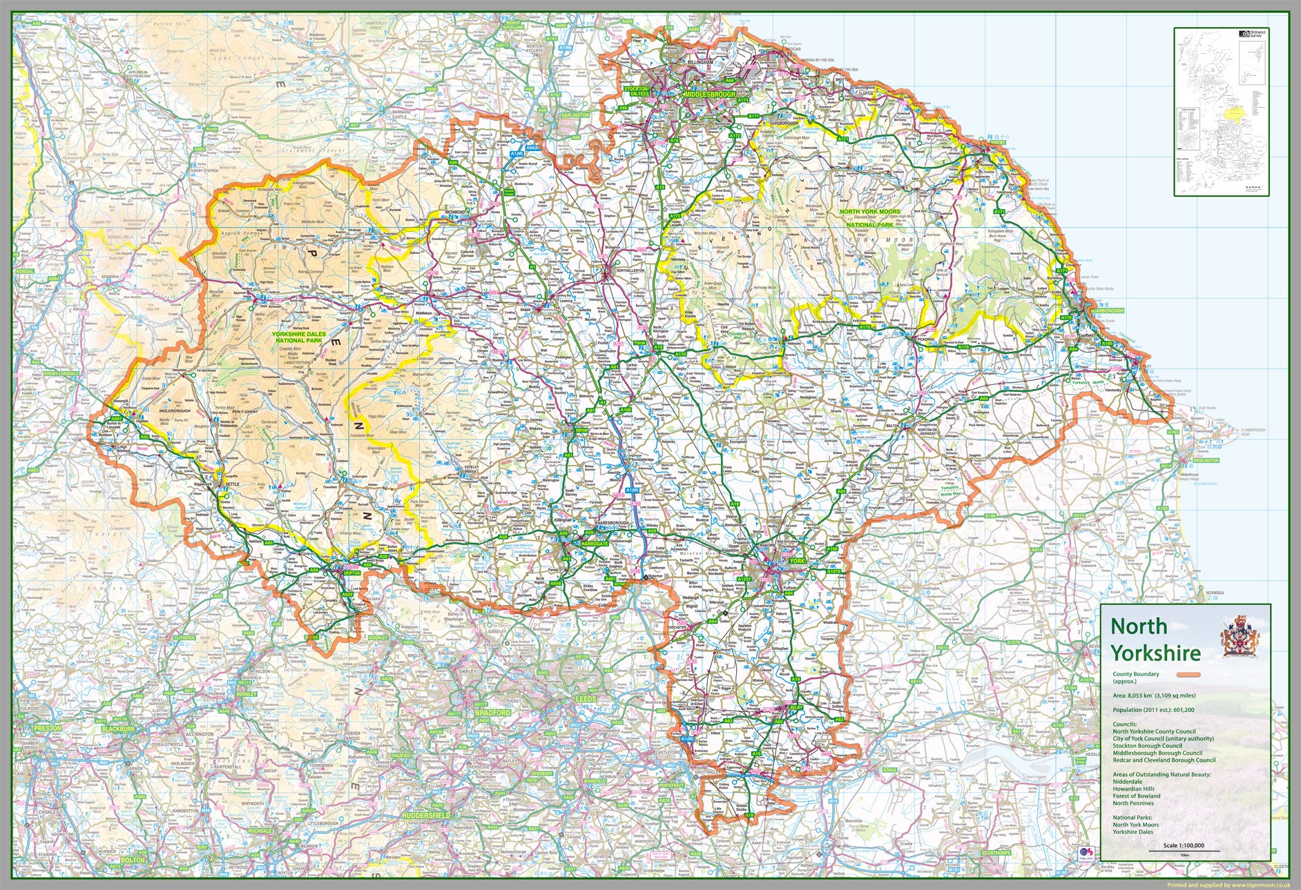 North Yorkshire Districts Map North Yorkshire County Map | I Love Maps