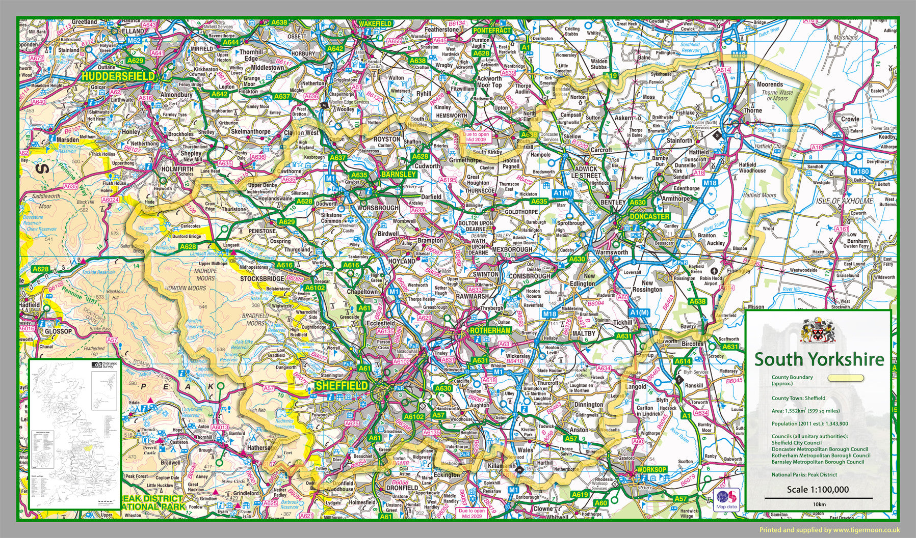 Map Of South Yorkshire Villages South Yorkshire County Map | I Love Maps