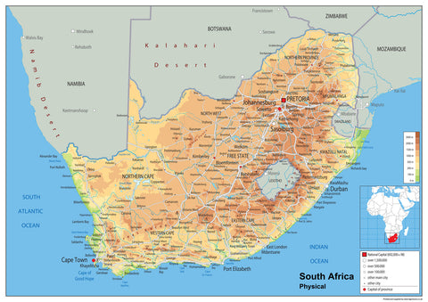 South Africa Physical Map | I Love Maps