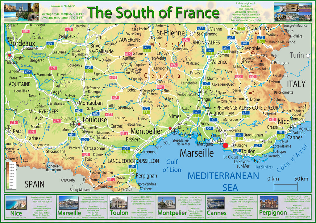 Map Of South Of France | Color 2018
