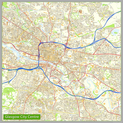 Glasgow City Centre Street Map | I Love Maps