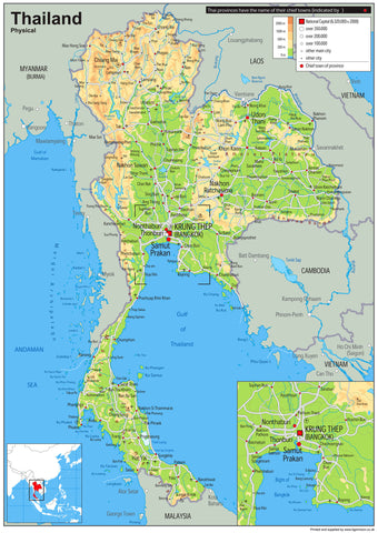 Thailand Physical Map | I Love Maps