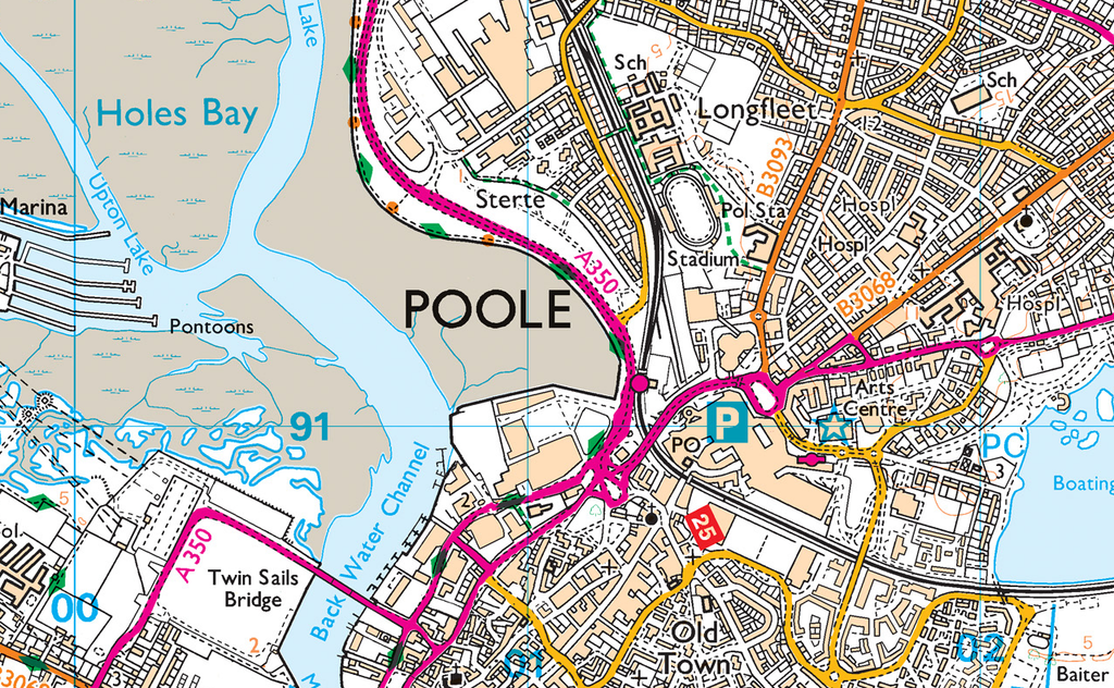 Bournemouth and Poole Harbour Coastal Area Map | I Love Maps