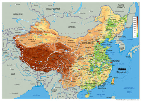 China Physical Wall Map | I Love Maps