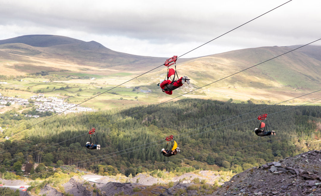 People on Velocity 2 zipline at Zip World