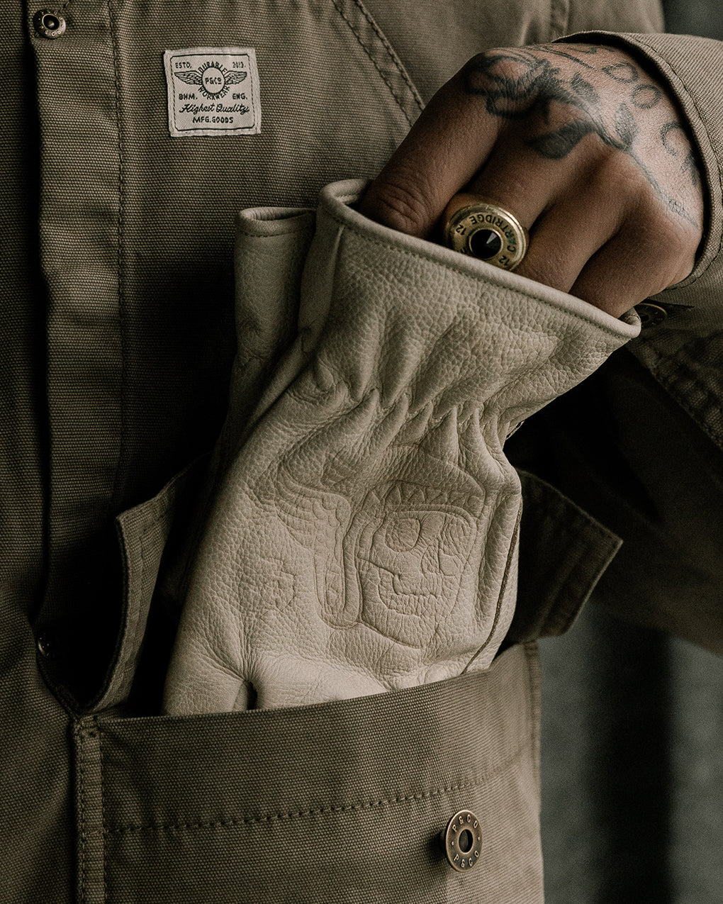 Overhaul Leather Gloves - Bone