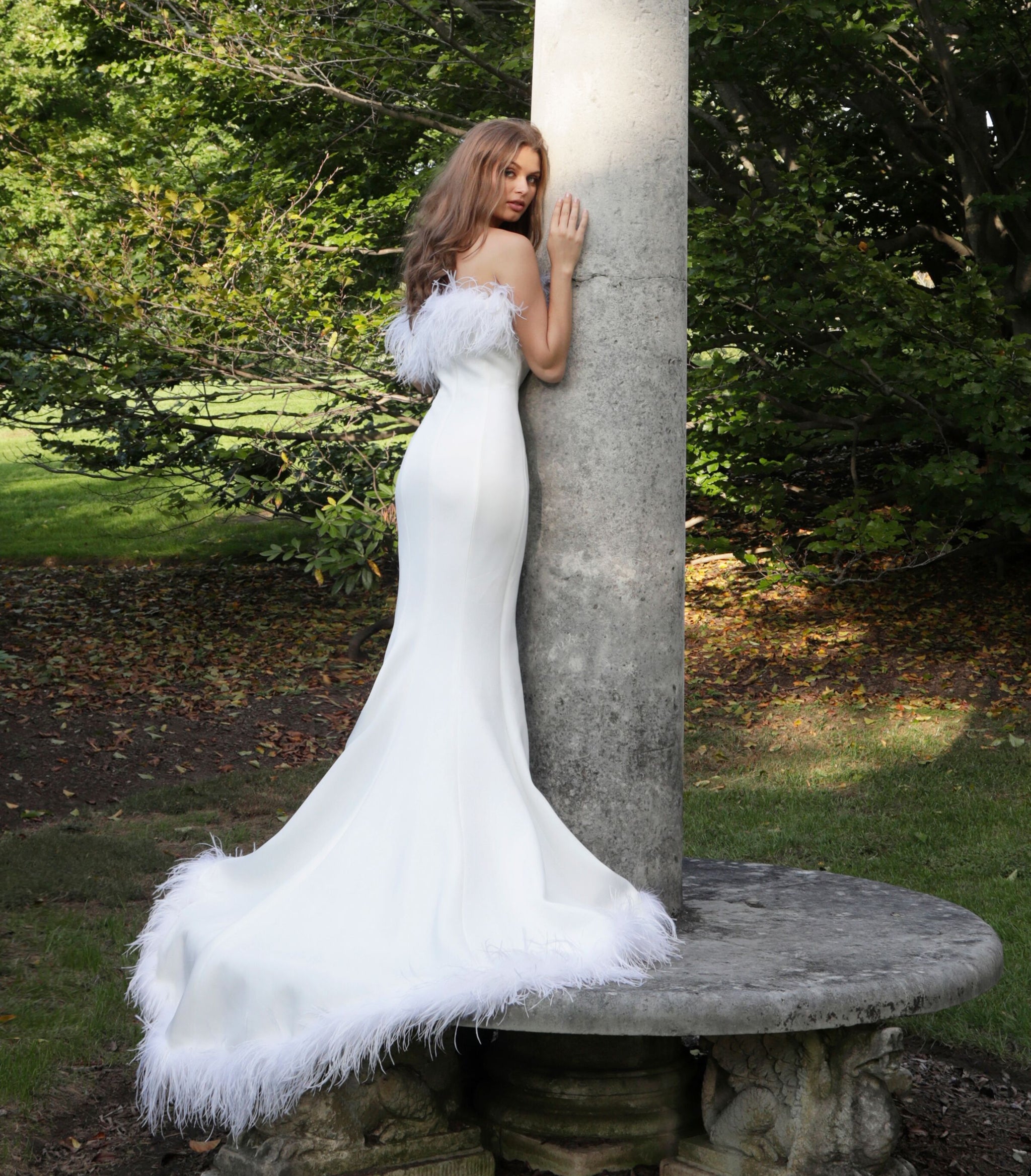 feather mermaid wedding dress