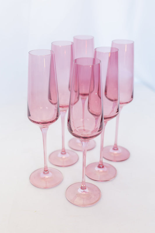 Estelle Colored Glass Estelle Color 2-Piece Champagne Flute Glass Set Gray Smoke